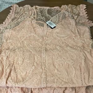 Torrid Blush Pink Lace Button-Front Maxi Dress